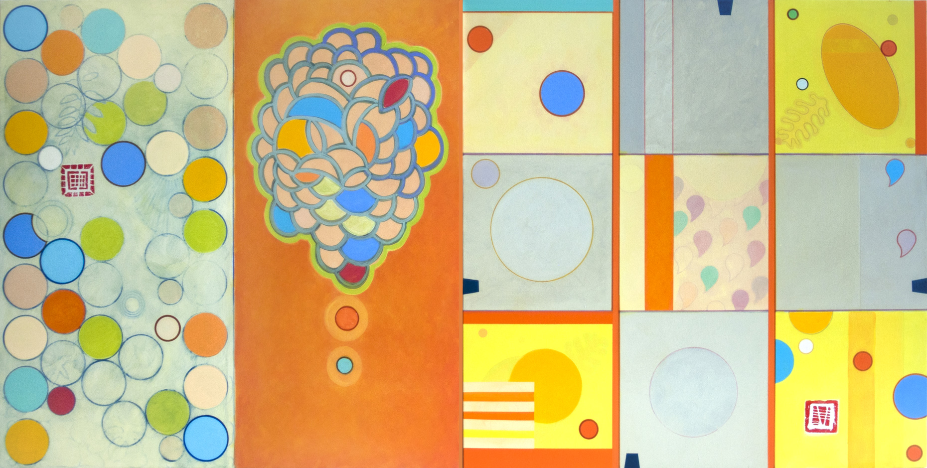 DIAGRAMMING THE EVENTS, 38" x 76", acrylic on Lanaquarelle paper, 2014