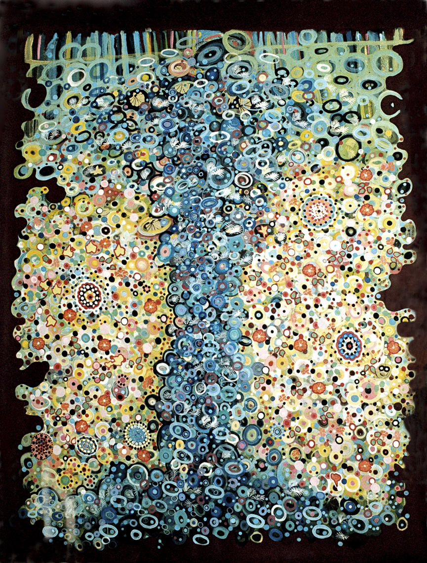 WATERFALL acrylic on canvas, 96”x 89”