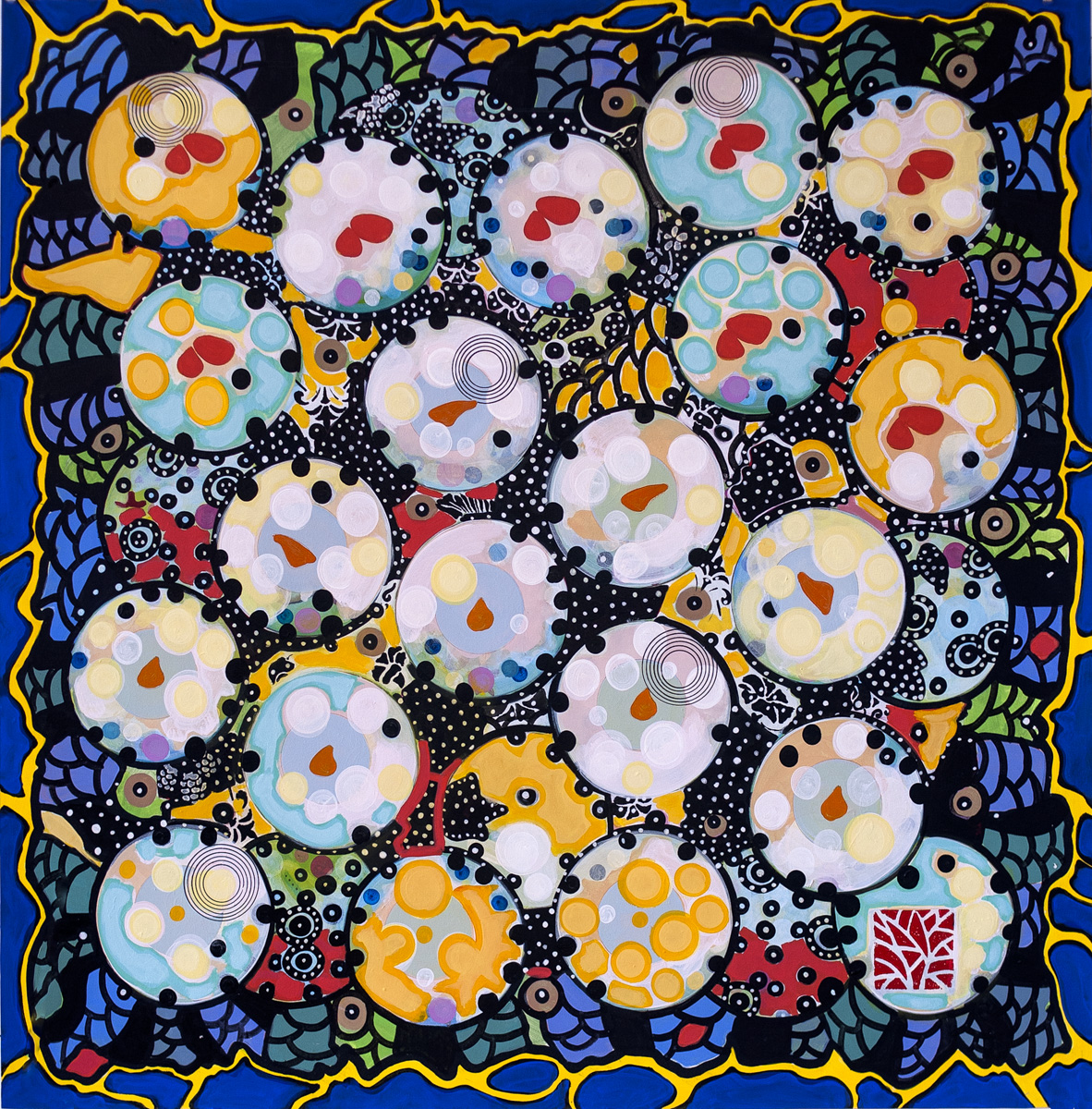 DREAMERS QUILT (CROSSECTION SERIES) acrylic on 300 lb. Lanaquarelle 36”x36” 2012