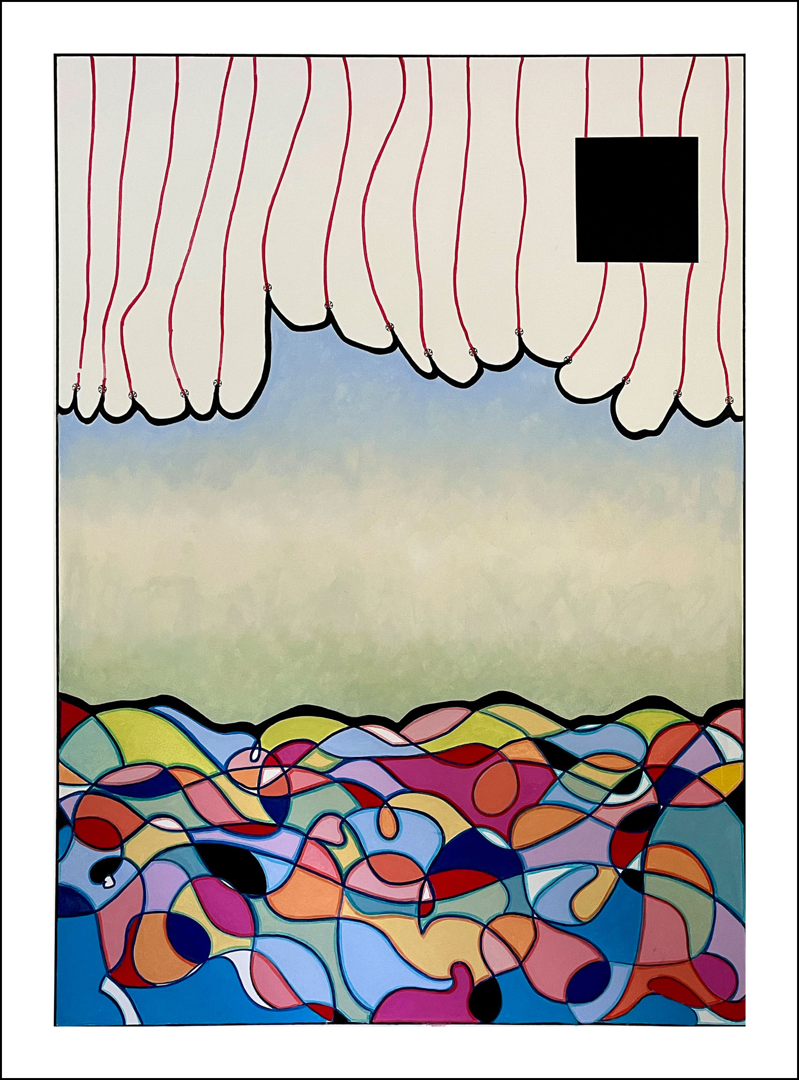 WHEN IT HAPPENED, acrylic and ink on canvas, 60"x44", 2021